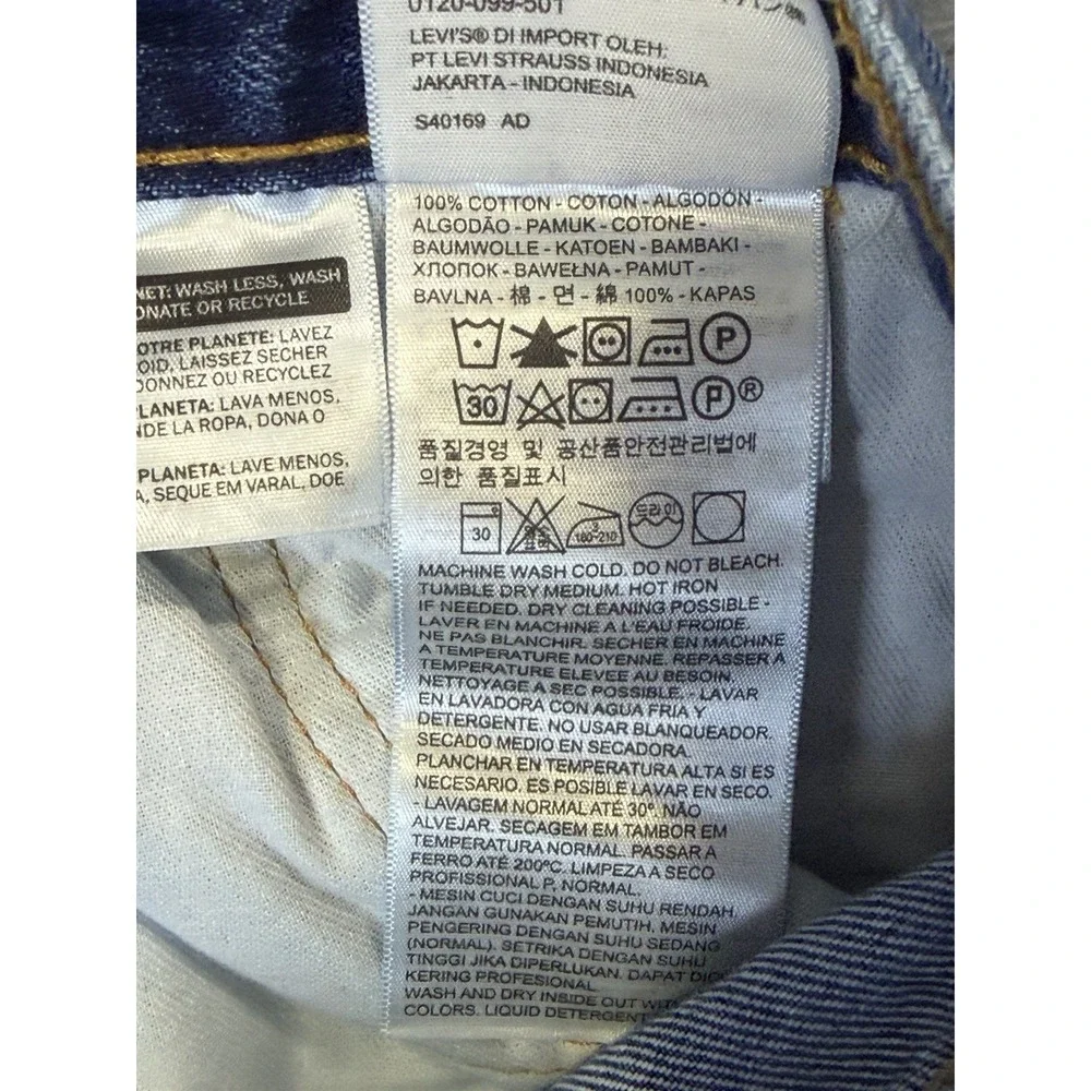 Levis Jeans Mens 42x30 Blue Medium Wash Denim 505 Straight High Rise‎ Workwear